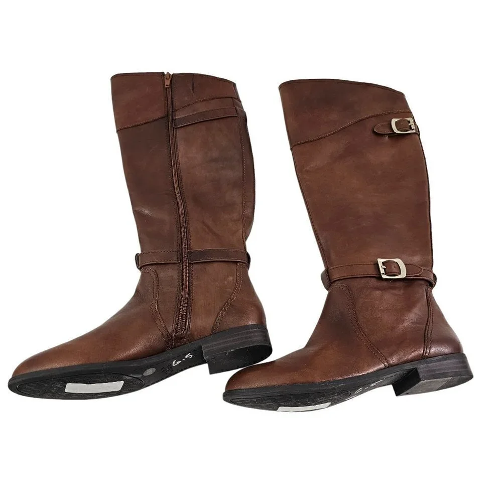 Alex Marie Women’s Tall Brown Knee High Leather Riding Boots Size 6.5M